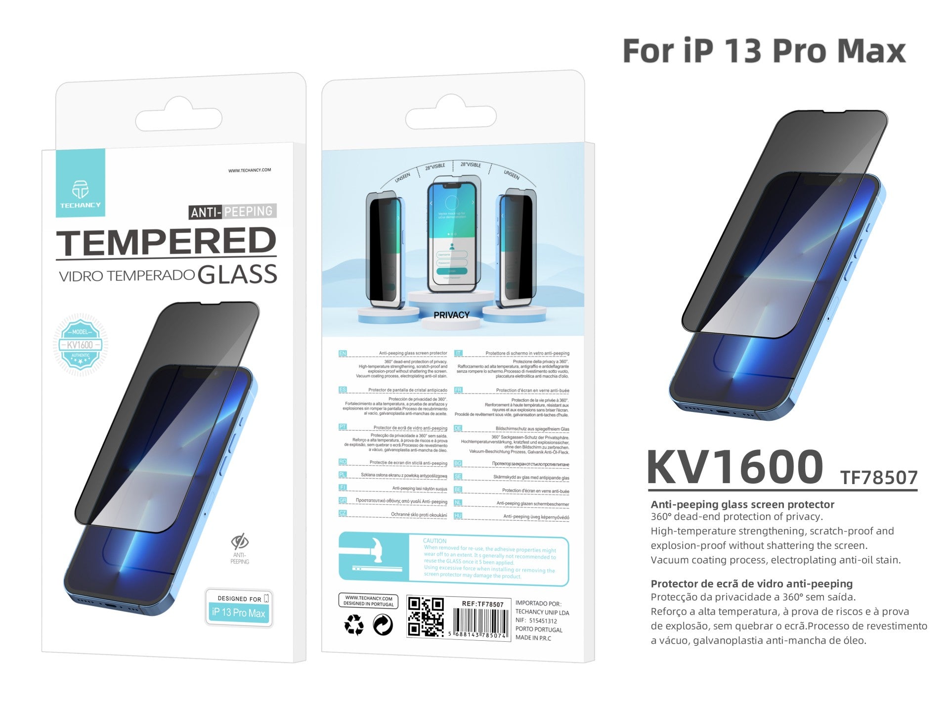 Protector de Pantalla Premium Techancy KV1600 – Vidrio Templado para Smartphone