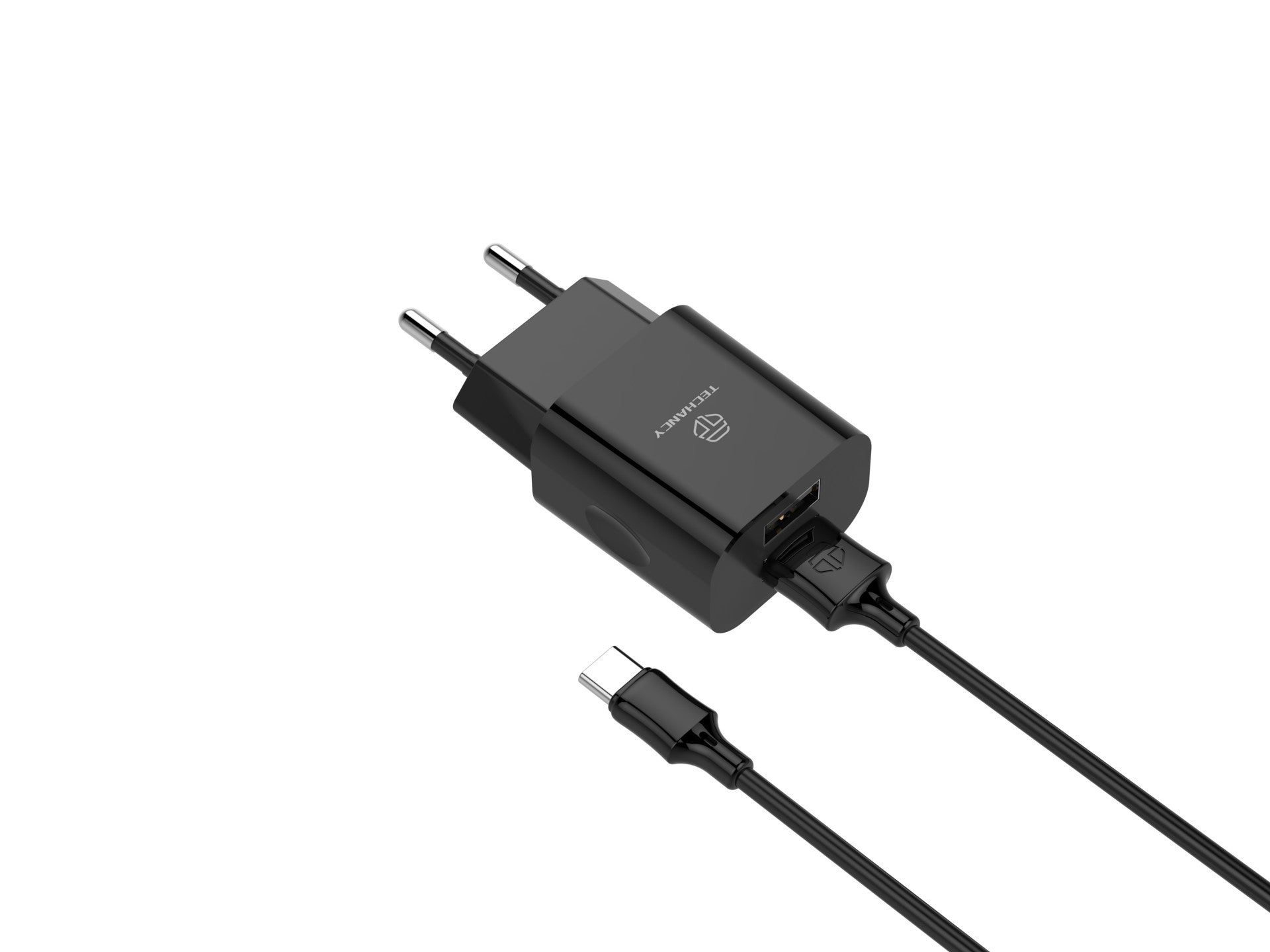 Cargador de Pared Doble USB Techancy TA2791 – Carga Rápida 2.4A con Cable USB-C 1m
