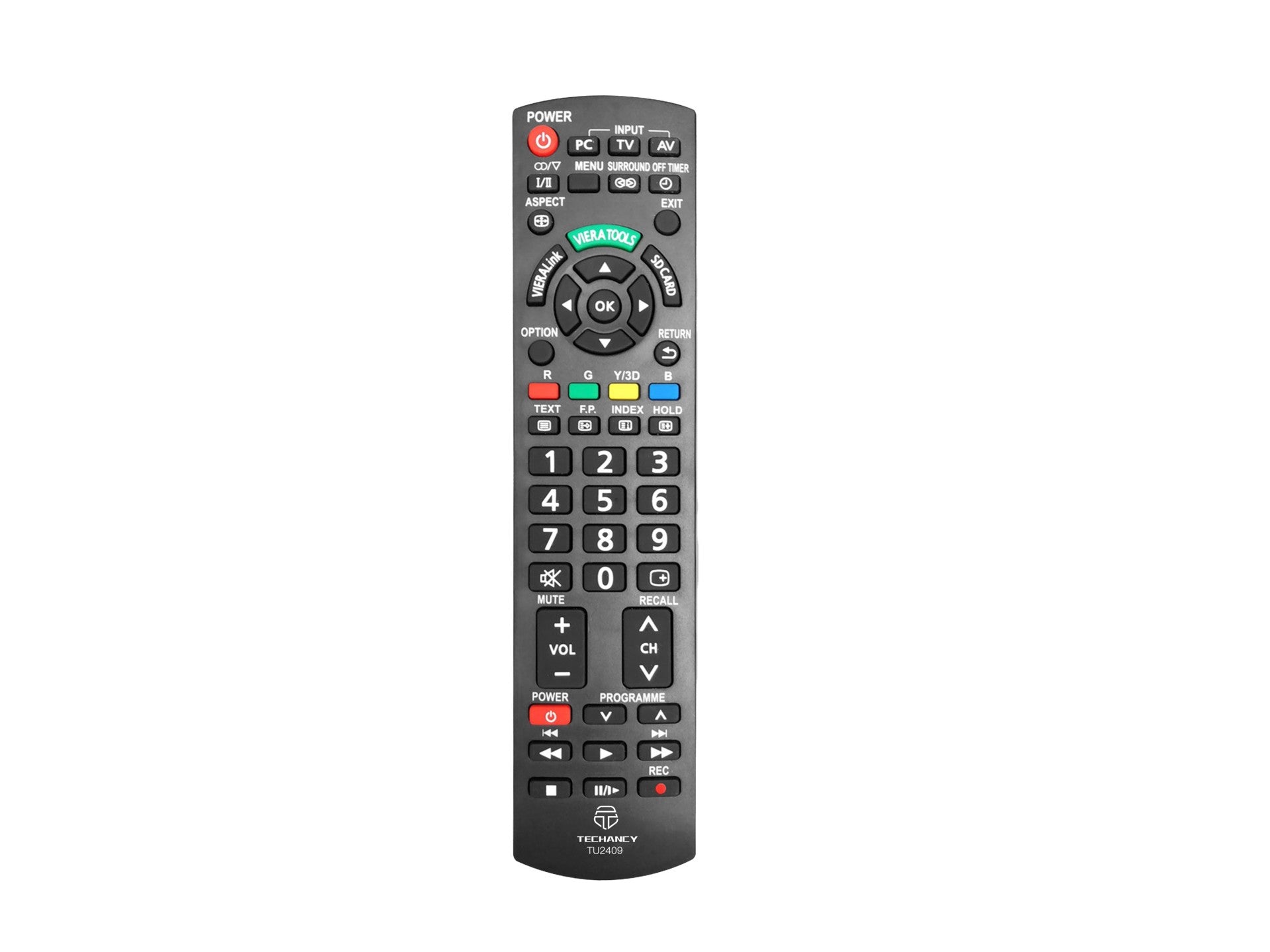 Techancy Control Remoto Universal para TV Panasonic TU2409 – Sin Configuración, Alcance 8m, Negro