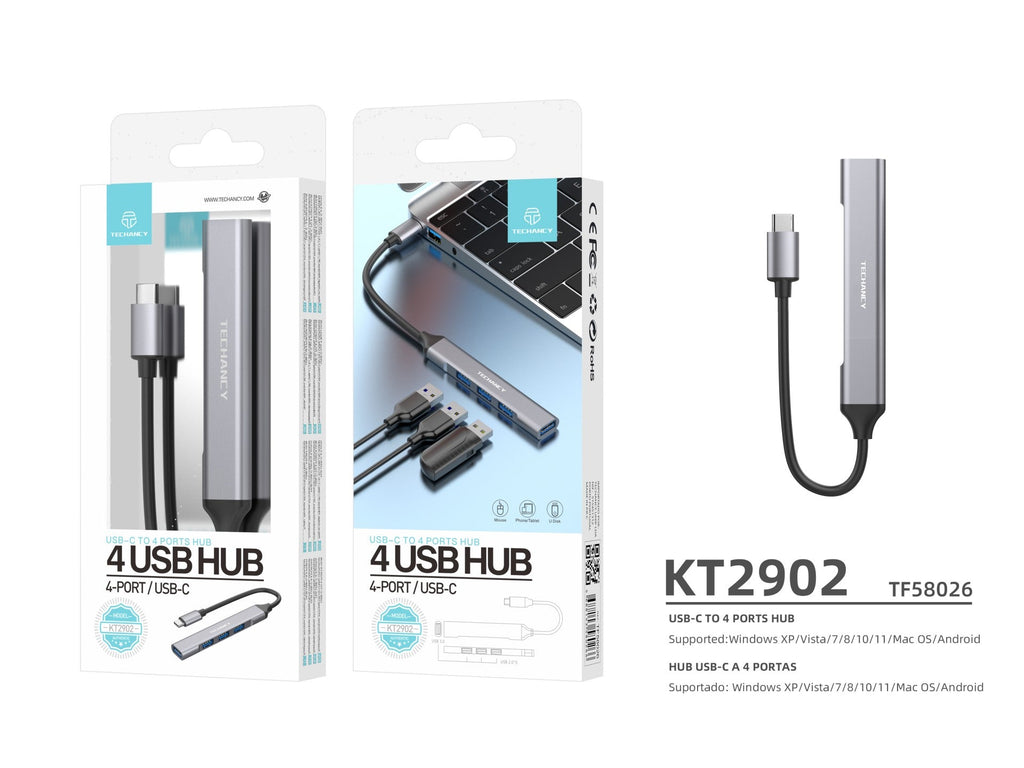 Hub USB-C 3.0 Techancy KT2902 – Expande los Puertos de tu Laptop o Tablet