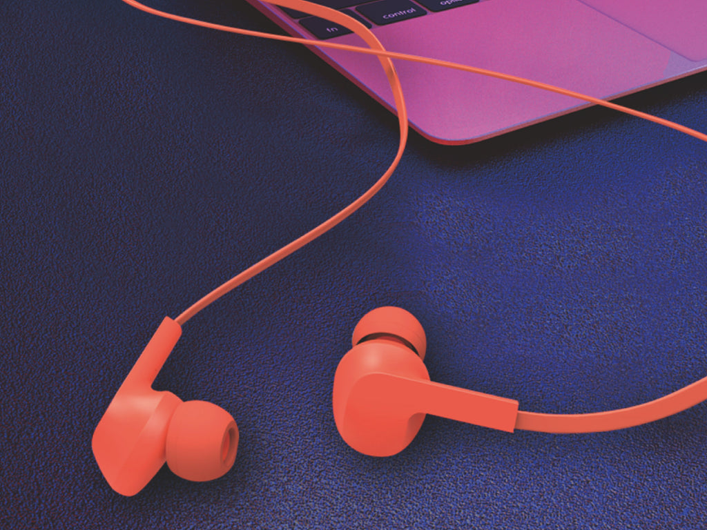 Techancy Audífonos Intrauriculares con Cable Naranja TD8022 – Micrófono Integrado, 3.5mm, Compatible con Smartphones y Tablets