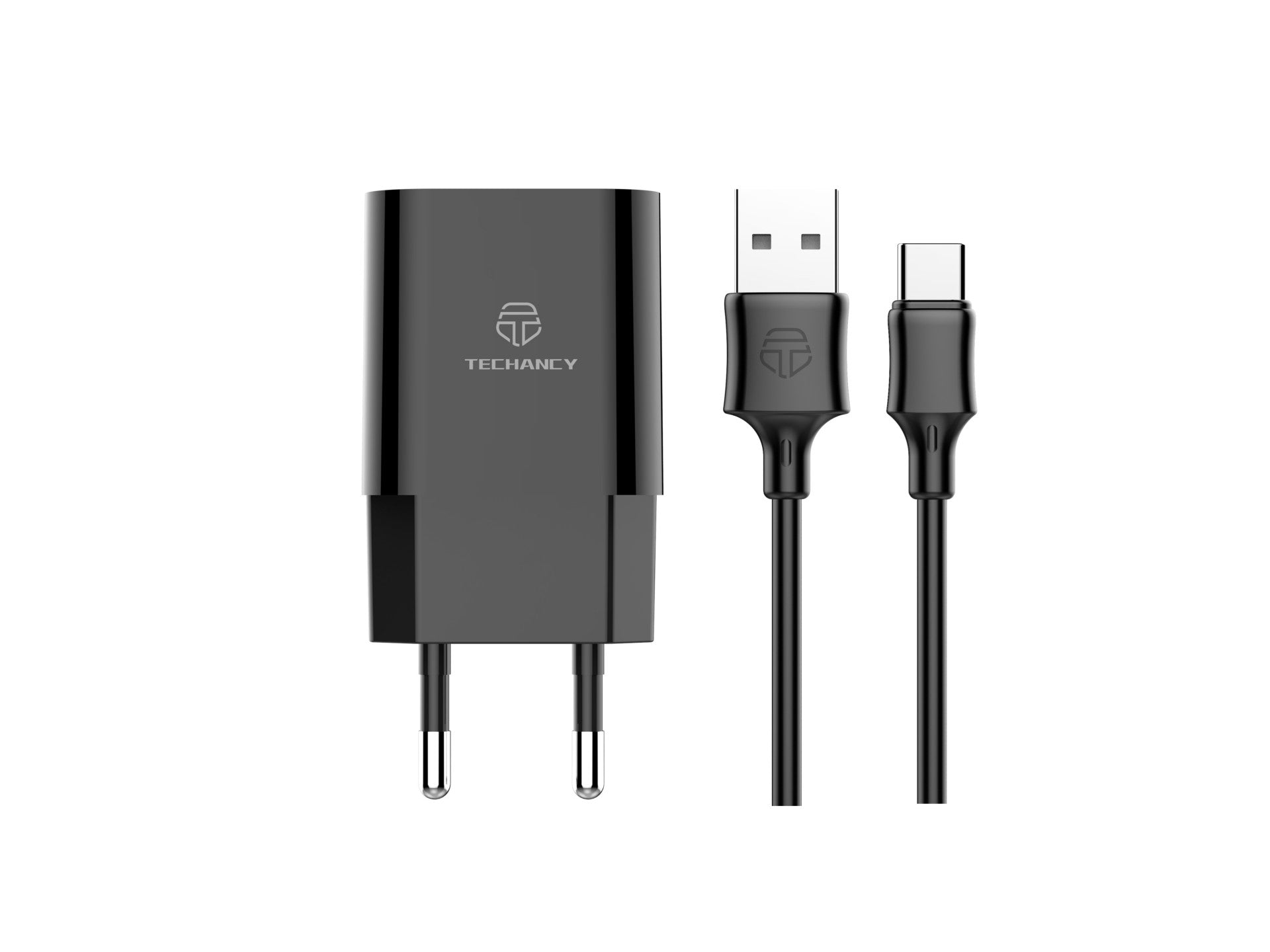 Cargador de Pared Doble USB Techancy TA2791 – Carga Rápida 2.4A con Cable USB-C 1m