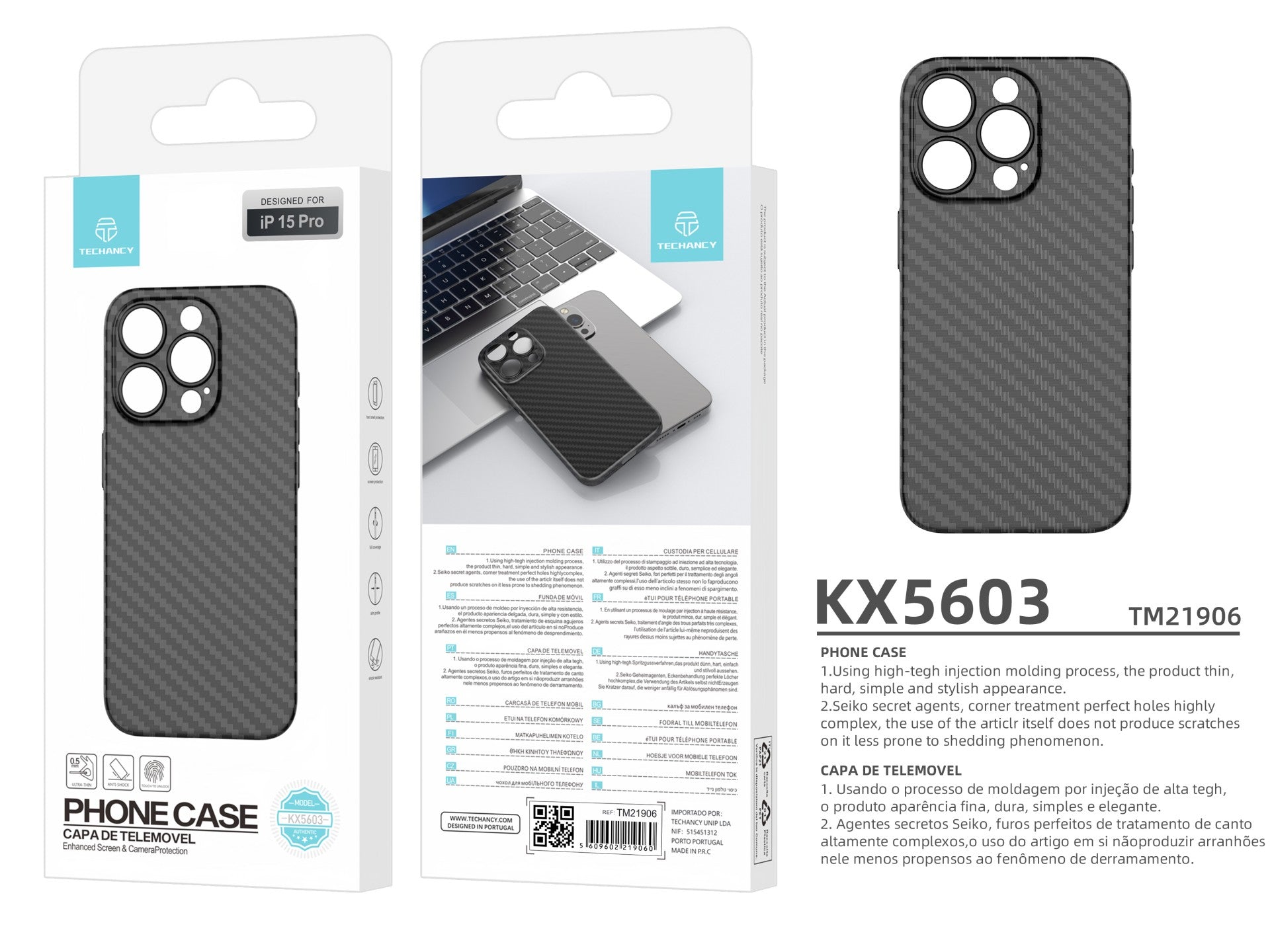 Funda Ultrafina de Fibra de Carbono Techancy KX5603 – Protección Elegante para Celular