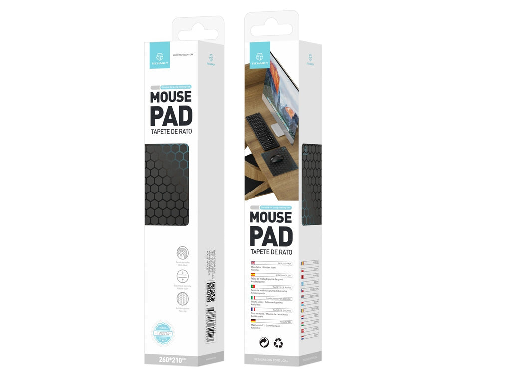 Mousepad Techancy TW2774 – 21x26 cm, Base Antideslizante de Goma, Ideal para Gaming y PC, Negro